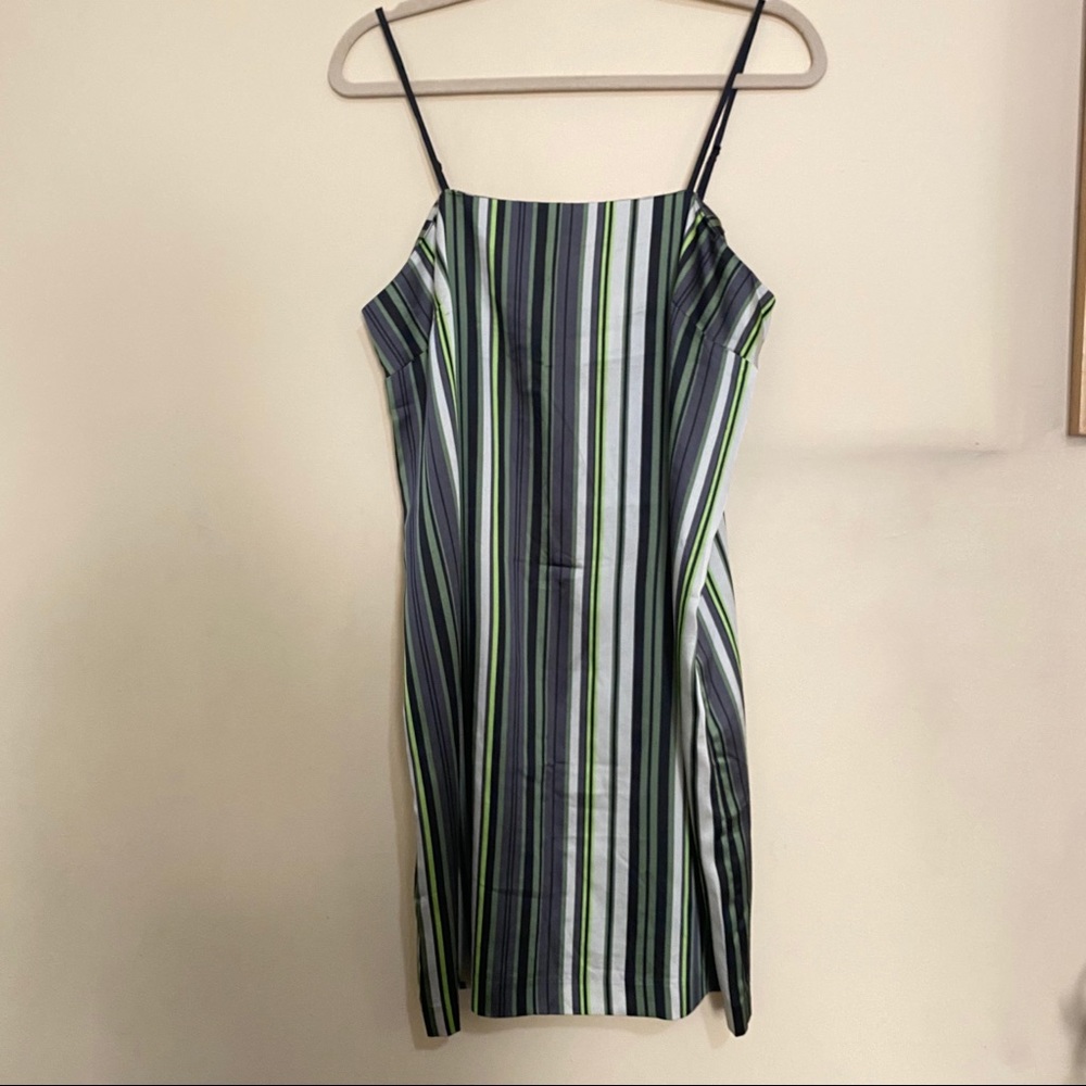 Kensie Green Striped Slip Dress